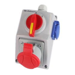ELEKTROMET Zestaw instalacyjny gniazdo siłowe 5P 32A + sieciowe 16A z rozłącznikiem O-I IP54 C32-18.1N
