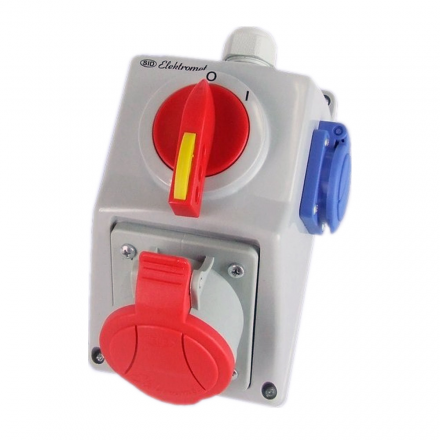 ELEKTROMET Zestaw instalacyjny gniazdo siłowe 5P 32A + sieciowe 16A z rozłącznikiem O-I IP54 C32-18.1N