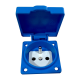 PLUS Gniazdo z uziemieniem 38x38mm 230V tablicowe IP54 niebieskie