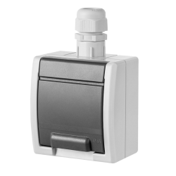 Elektro-Plast AQUANT Gniazdo pojedyncze z klapką Z/U natynkowe IP65 szare 1241-65