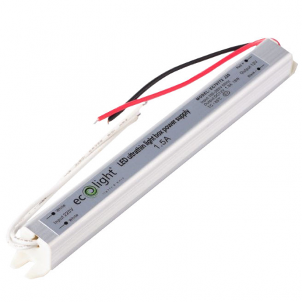 ECOLIGHT Zasilacz meblowy 1,5A / 18W 12V IP20 do LED
