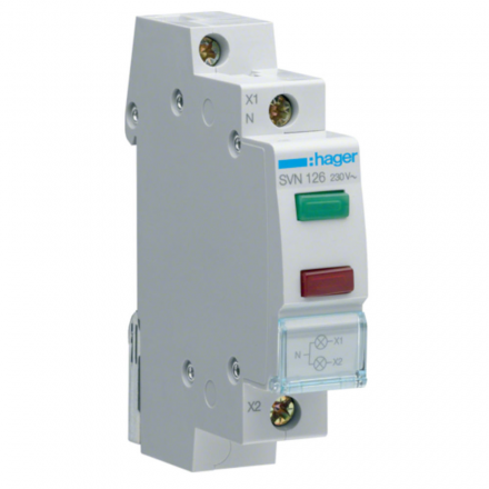 HAGER Lampka sygnalizacyjna LED zielona + czerwona 230VAC SVN126