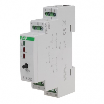 F&F Sterownik roletowy silnikowy dwuprzyciskowy na szynę 230V STR-3D