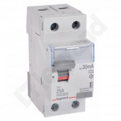 Legrand Wyłącznik różnicowoprądowy 2P 25A 0,03A typ A TX³ 411559
