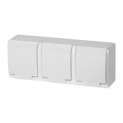 Elektro-Plast HERMES Gniazdo potrójne z klapką białą Z/U natynkowe IP44 białe 0323-02