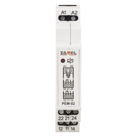ZAMEL Przekaźnik elektromagnetyczny na szynę 2x8A 230V PEM-02/230