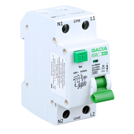 GACIA Wył różnicowo-nadprądowy SL6N 1P+N B16A 30mA AC