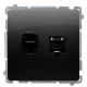 SIMON BASIC Gniazdo komputerowe podwójne RJ45 kat.6 do ramki czarny mat BM62.01/49
