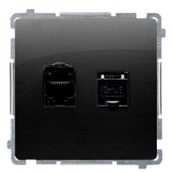 SIMON BASIC Gniazdo komputerowe podwójne RJ45 kat.6 do ramki czarny mat BM62.01/49