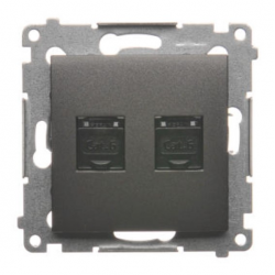SIMON 54 Gniazdo komputerowe podwójne RJ45 do ramki antracyt D62.01/48