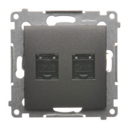 SIMON 54 Gniazdo komputerowe podwójne RJ45 do ramki antracyt D62.01/48