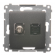 SIMON 54 Gniazdo antenowe typ F + komputerowe RJ45 do ramki antracyt DASFRJ45.01/48