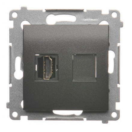 SIMON 54 Gniazdo HDMI do ramki antracyt DGHDMI.01/48