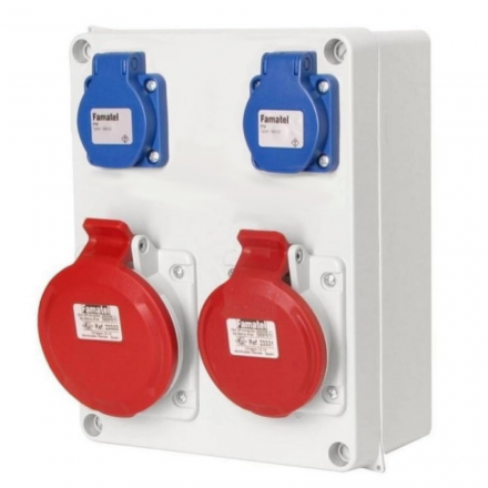 FAMATEL Rozdzielnica budowlana skrzynka siłowa 5P 16A+32A/400V + 2x2p+Z 16A/250V IP54 3074.0012
