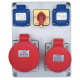 FAMATEL Rozdzielnica budowlana z wyłącznikiem O-I 5P 16A+32A/400V + 2x2p+Z 16A/250V IP54 3074.0026