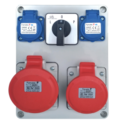 FAMATEL Rozdzielnica budowlana z przełącznikiem L-0-P 5P 16A+32A/400V + 2x2p+Z 16A/250V IP54 3074.0027