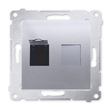 SIMON 54 Gniazdo komputerowe RJ45 do ramki srebrny mat D61.01/43