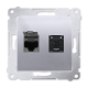 SIMON 54 Gniazdo komputerowe podwójne RJ45 do ramki srebrny mat D62.01/43