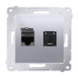 SIMON 54 Gniazdo komputerowe podwójne RJ45 do ramki srebrny mat D62.01/43