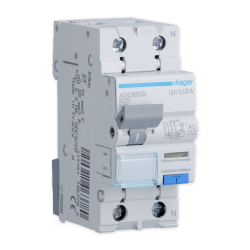 Hager Wyłącznik różnicowo-nadprądowy RCBO 2P B20A 0,03A typ AC ADC920D