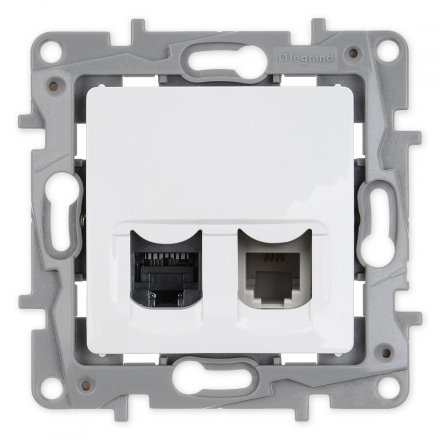 Legrand NILOE Gniazdo komputerowo-telefoniczne RJ45+RJ11 do ramki białe 764570