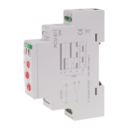 F&F Przekaźnik czasowy do opóźniania 1P 8A 230V PCU-511 UNI WIELOFUNKCYJNY