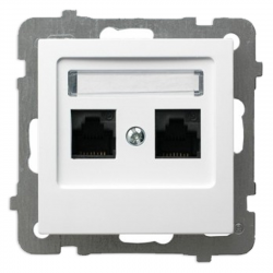 OSPEL AS Gniazdo komputerowe 2xRJ-45 podwójne do ramki białe GPK-2G/K/m/00