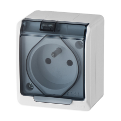 Elektro-Plast HERMES Gniazdo pojedyncze z klapką dymną Z/U natynkowe IP44 białe 0321-01