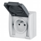 Elektro-Plast AQUANT Gniazdo pojedyncze z klapką Z/U natynkowe IP55 szare 1241-10