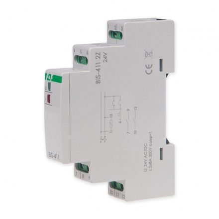F&F Przekaźnik impulsowy bistabilny włącz-wyłącz 2Z 2x8A 24V AC/DC BIS-411-2Z-24V
