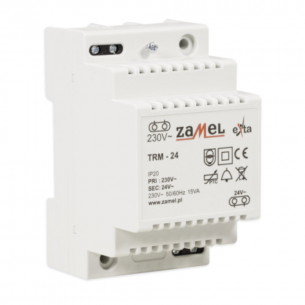 ZAMEL Transformator na szynę/natynkowy 230/24V AC 15W TRM-24