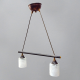[OUTLET] KOMBIT Lampa wisząca linka 2x40W E14 patyna klosz biały matowy CZ239
