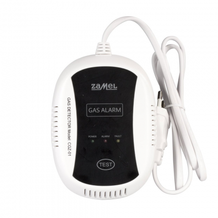 ZAMEL Czujnik gazu Zasilanie sieciowe wtyczka 230V CGZ-01 biały/czarny