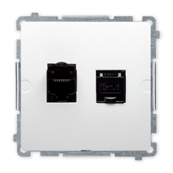 SIMON BASIC Gniazdo komputerowe podwójne RJ45 kat.6 do ramki białe BM62.01/11