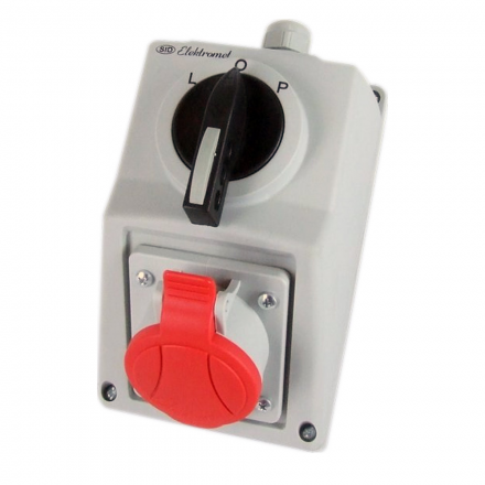 ELEKTROMET Zestaw instalacyjny gniazdo siłowe 5P 16A z rozłącznikiem L-O-P IP54 C16-48N