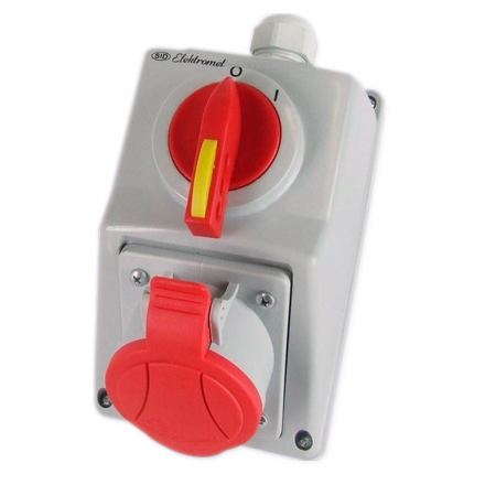 ELEKTROMET Zestaw instalacyjny gniazdo siłowe 5P 32A z rozłącznikiem O-I IP54 C32-18N