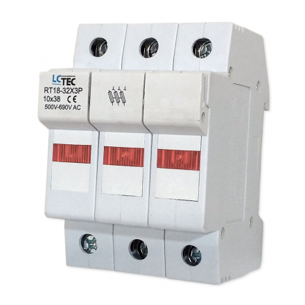 LC Podstawa bezpiecznikowa z kontrolką na wkładki gG 10x38 1P 32A 500V~ RT18-32X