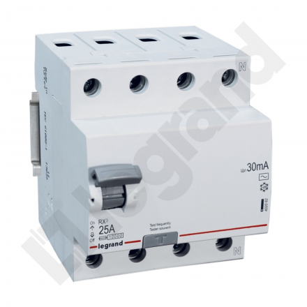 Wyłącznik różnicowo-prądowy Legrand RX3 25A 4P typ AC 402062